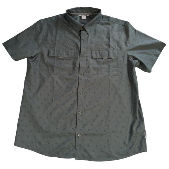 Voyager Mens XL Short Sleeve Button Up Shirt Gray Outdoor Casual Travel - Picture 1 of 11